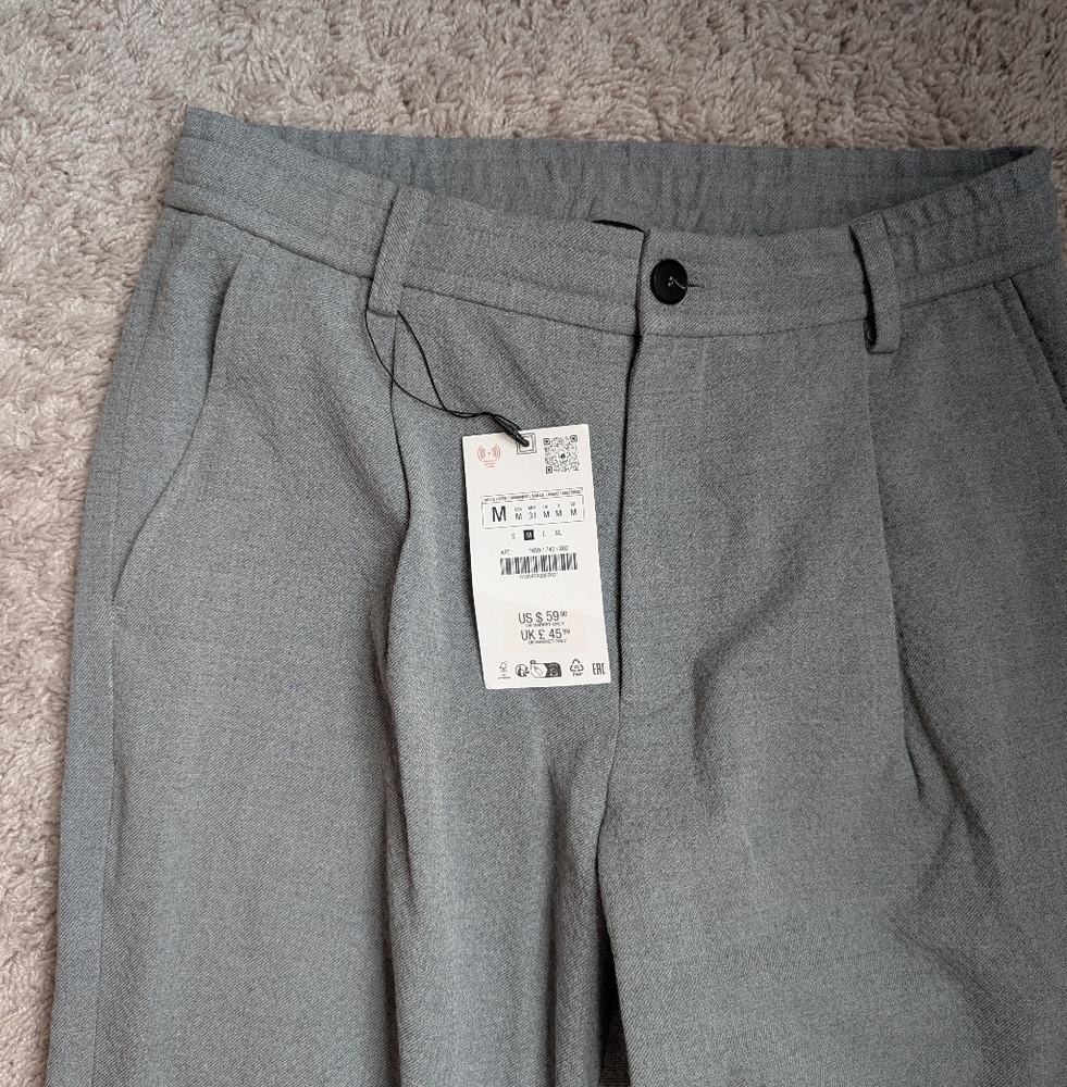 NWT Zara Grey Pleated Trousers - Picture 11 of 15